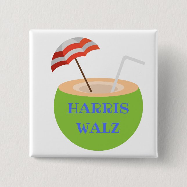 Harris Walz Coconut Button (Front)