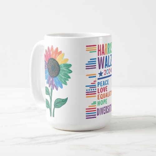 Harris Walz Election 2024 Cute Colorful Flower Coffee Mug