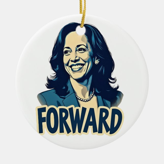 Harris Walz Election 2024 Forward Gift  Ceramic Ornament (Front)
