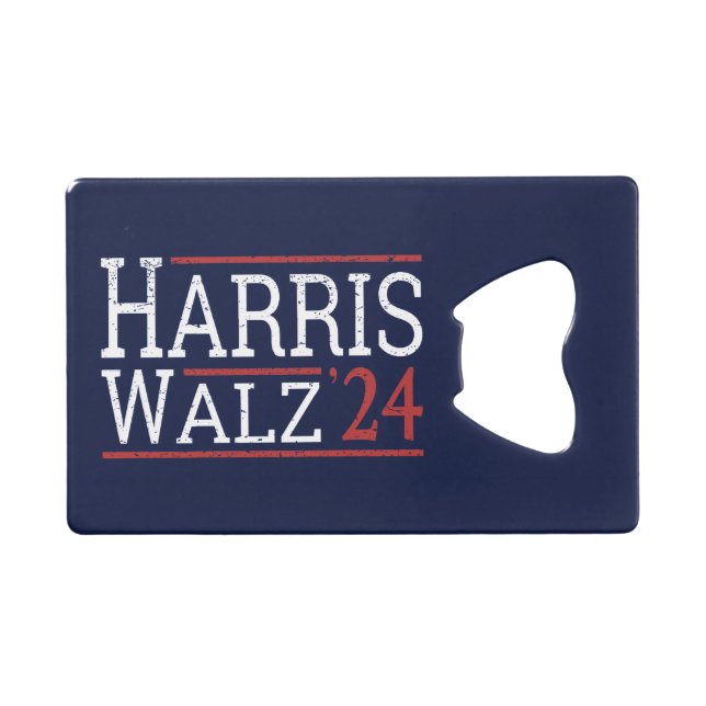 Harris Walz Election 2024 I Credit Card Bottle Opener (Front (Horizontal))