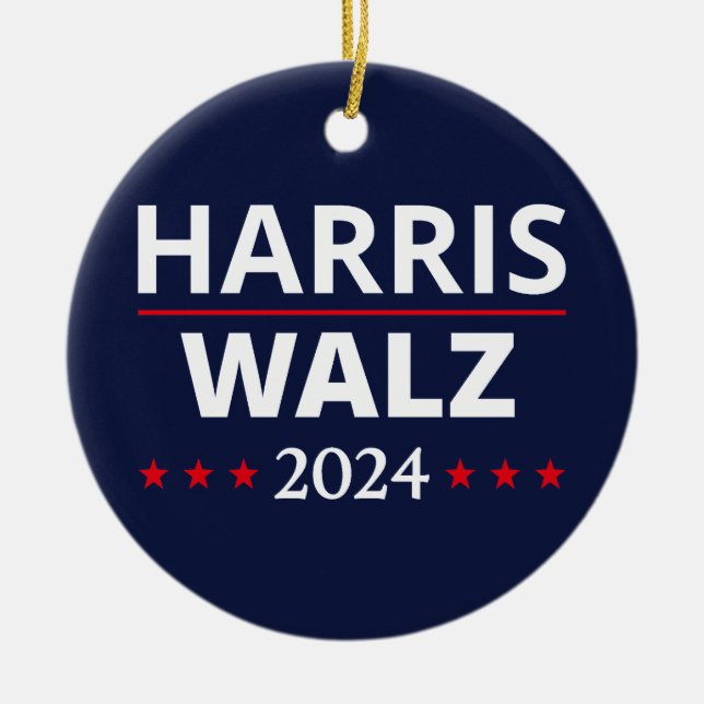 Harris Walz Election 2024 III Ceramic Ornament (Front)