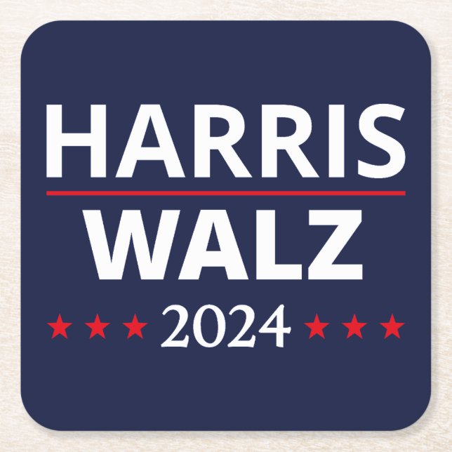 Harris Walz Election 2024 III Square Paper Coaster (Front)