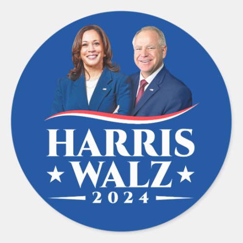 Harris Walz election campaign 2024 photo Classic Round Sticker