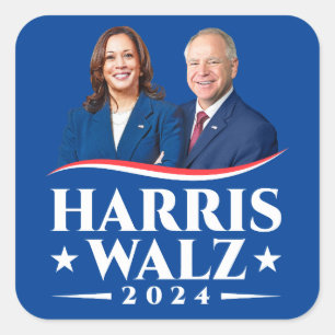 Harris Walz election campaign 2024 photo Square Sticker