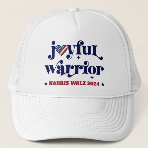 Harris Walz Election Joyful Warrior USA Flag Heart Trucker Hat