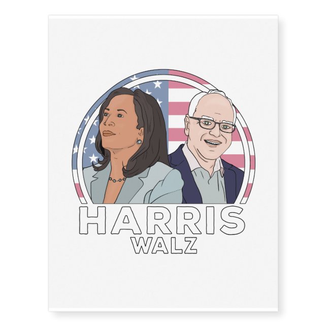 Harris Walz Election Temporary Tattoos (Front)
