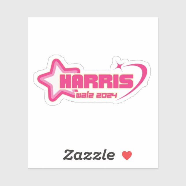 Harris Walz Girly Pink Stars and Hearts President Sticker (Sheet)