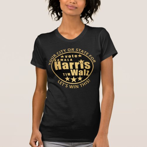 Harris Walz Gold Cool Custom Election Political T_Shirt