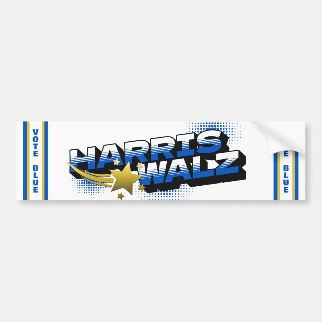 Harris & Walz Gold Star Bumper Sticker (Front)