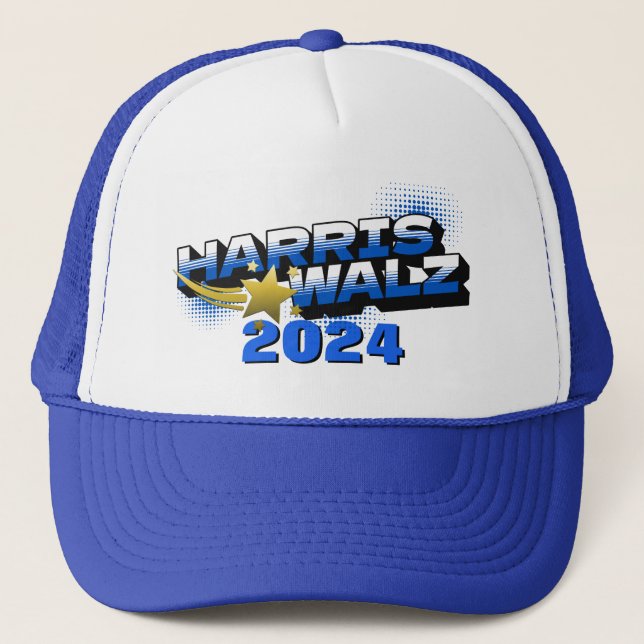 Harris & Walz Gold Star Trucker Hat (Front)