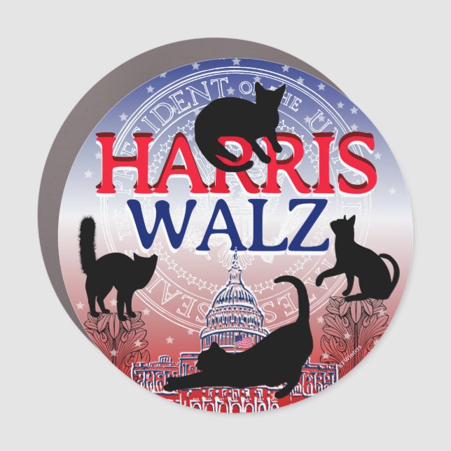 Harris Walz, Harris President! Cats! Car Magnet (Front)