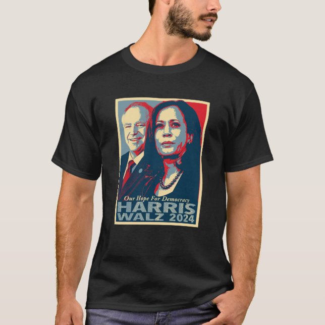 Harris Walz Hope Democracy Obama Era Poster T-Shirt (Front)