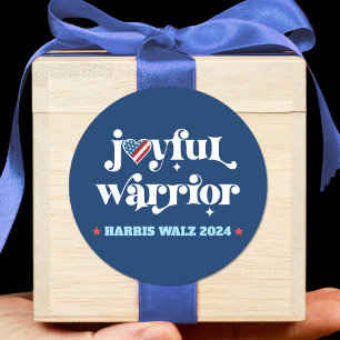 Harris Walz Joyful Warrior Navy USA Flag Heart Classic Round Sticker