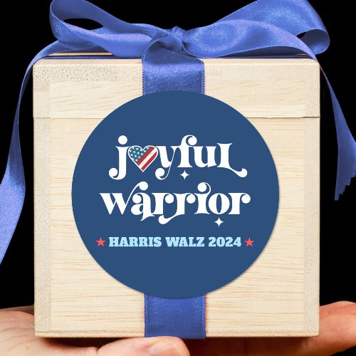 Harris Walz Joyful Warrior Navy USA Flag Heart Classic Round Sticker