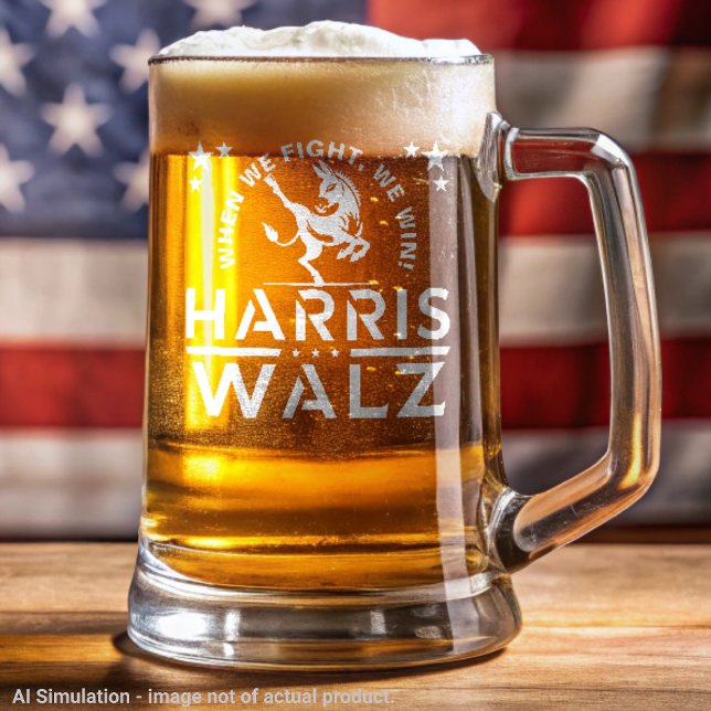 Harris Walz, Kicking Donkey When We Fight, We Win! Stein (Creator Uploaded)