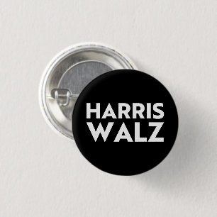 Harris Walz modern bold typography white and black Button