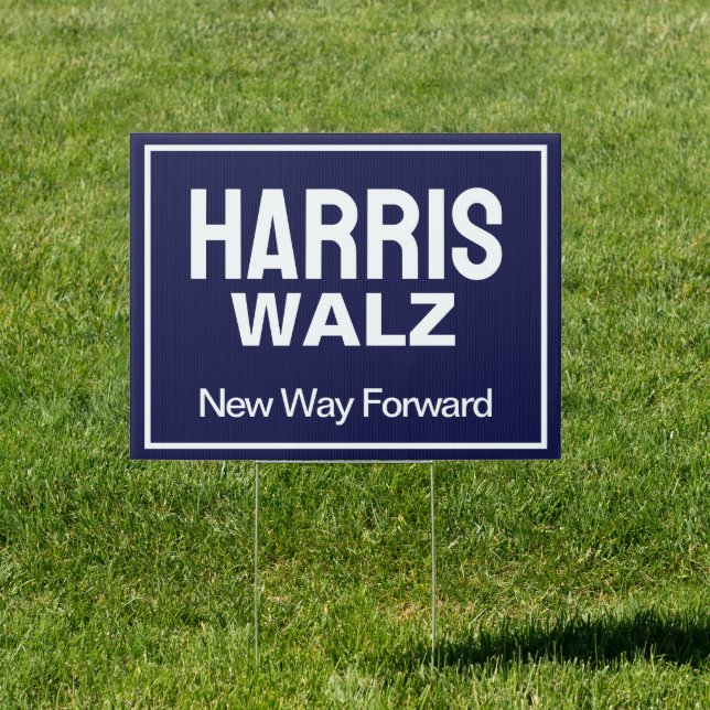 Harris Walz New Way Forward Blue Yard Sign (Insitu)