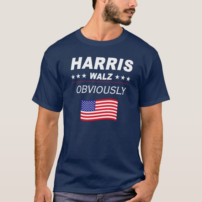 Harris Walz Obviously 2024 Election T-Shirt (Front)
