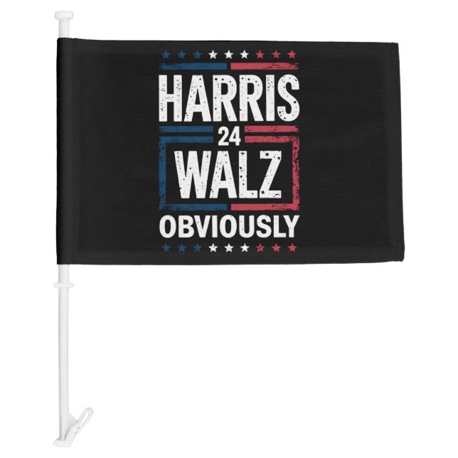 Harris Walz Obviously Harris Waltz 2024 Election Car Flag (Front)