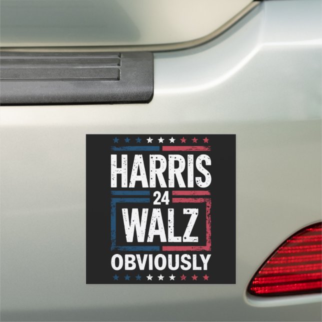 Harris Walz Obviously Harris Waltz 2024 Election Car Magnet (In Situ)