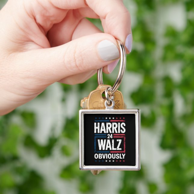 Harris Walz Obviously Harris Waltz 2024 Election Keychain (Hand)