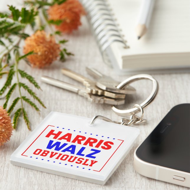 Harris Walz Obviously Kamala Harris for President Keychain (Front Right)