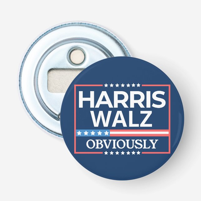 Harris Walz. Obviously. Kamala Harris Tim Walz  Bottle Opener (Front)