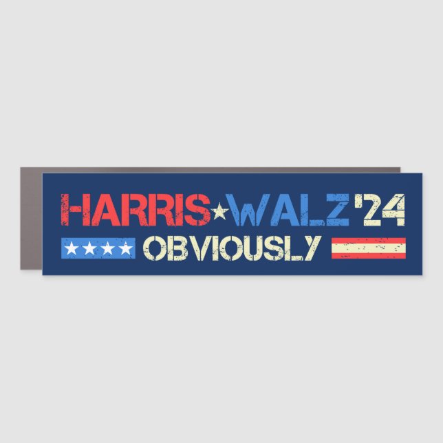 Harris Walz Obviously Kamala Harris Waltz 2024 Car Magnet (Front)