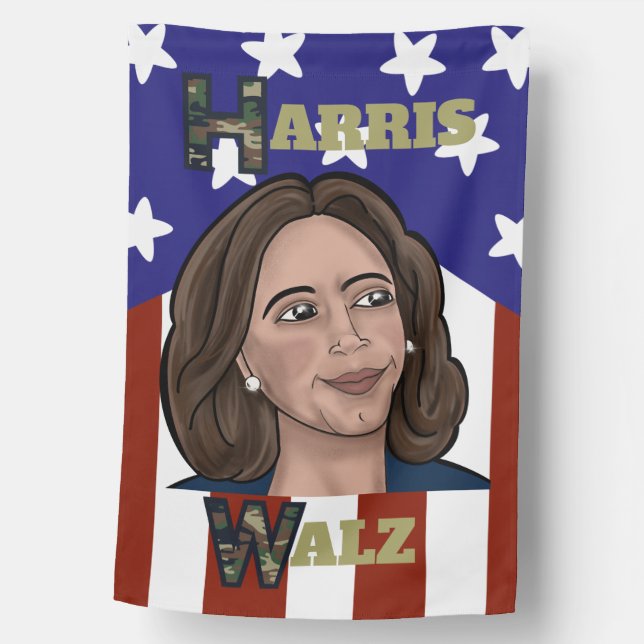 Harris-Walz Patriotic Camo House Flag (Front)