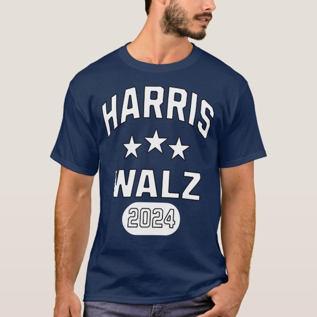 Harris Walz Patriotic College Style Preppy T-Shirt (Front)