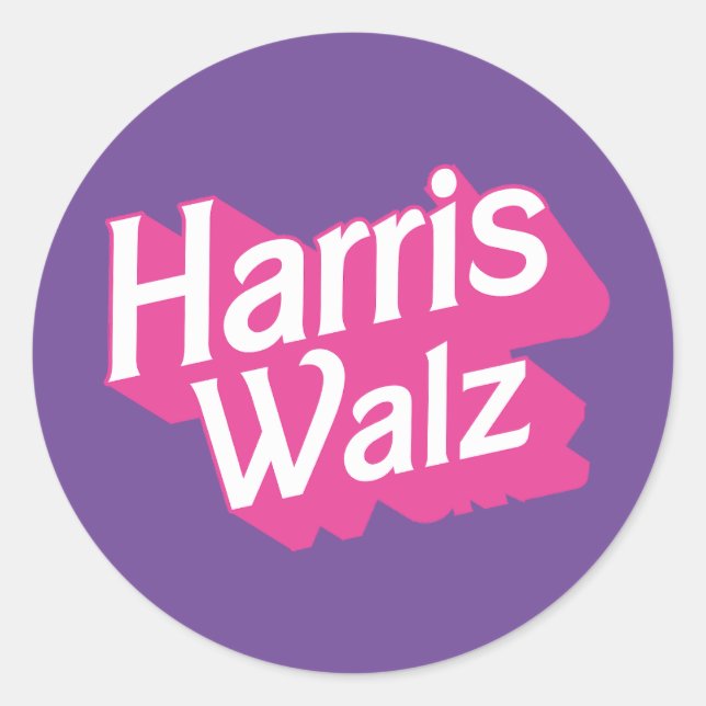 Harris Walz Pink Classic Round Sticker (Front)