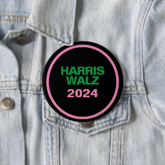 HARRIS WALZ Pink Green Black Large Round Button