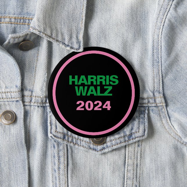 HARRIS WALZ Pink Green Black Large Round Button (In Situ)
