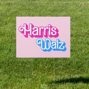 Harris Walz Pink Sign
