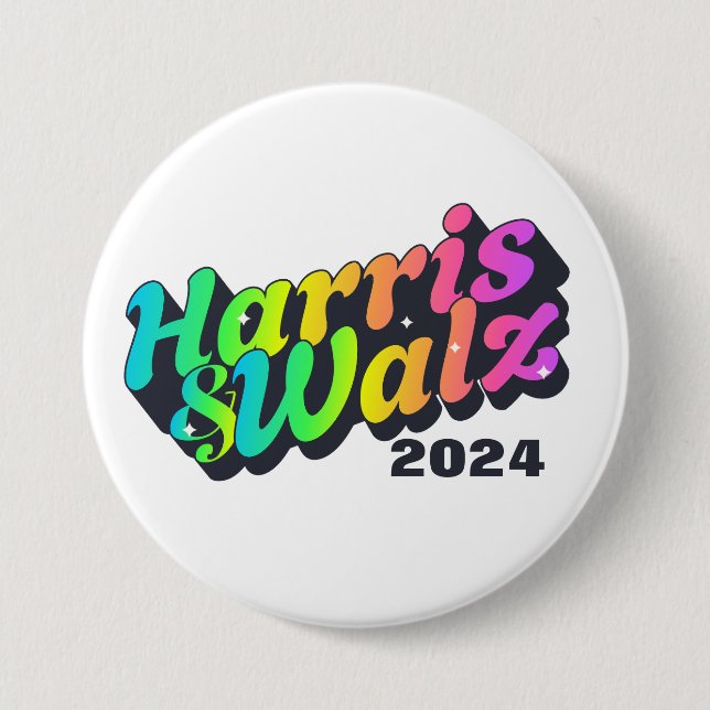 Harris & Walz Rainbow Button (Front)