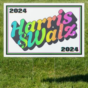 Harris & Walz Rainbow Sign