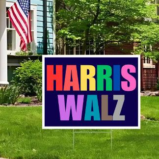 Harris Walz Rainbow Yard Sign