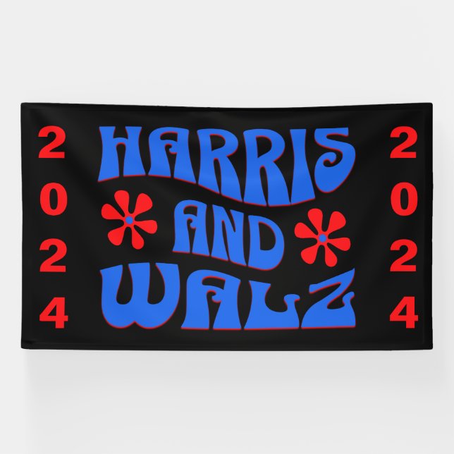 Harris & Walz Retro flowers Banner (Horizontal)