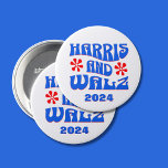 Harris & Walz Retro flowers Button<br><div class="desc">Harris & Walz Retro red flowers round button.

2024 is editable.</div>