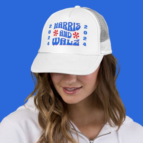 Harris  Walz Retro flowers Trucker Hat