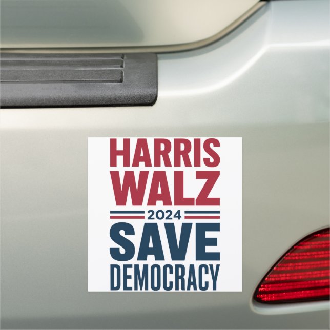 Harris Walz Save Democracy Car Magnet (In Situ)