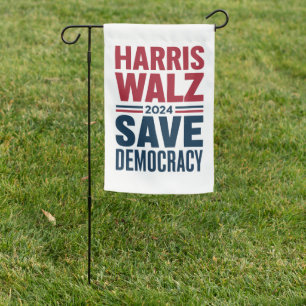 Harris Walz Save Democracy Garden Flag