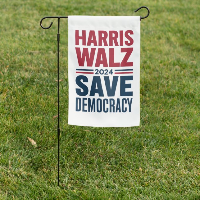 Harris Walz Save Democracy Garden Flag (In SItu)