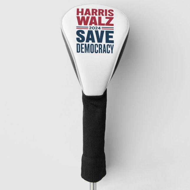 Harris Walz Save Democracy Golf Head Cover (Front)
