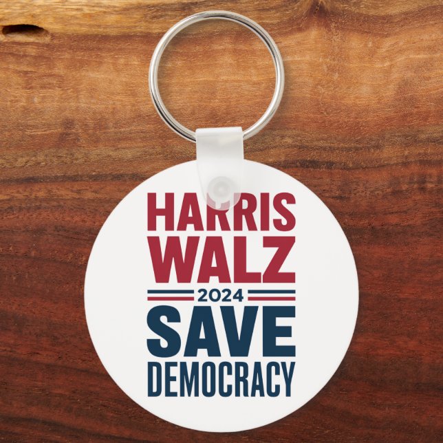 Harris Walz Save Democracy Keychain (Front)