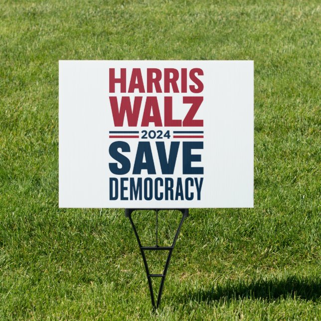 Harris Walz Save Democracy Sign (Insitu)