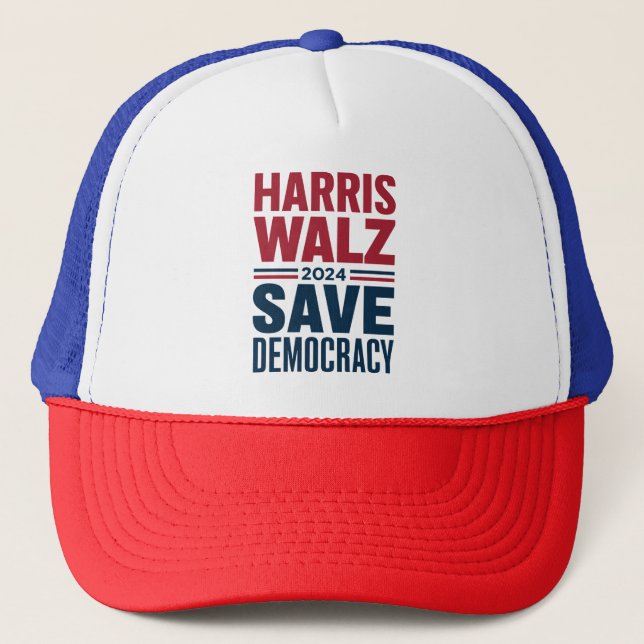 Harris Walz Save Democracy Trucker Hat (Front)