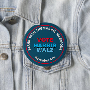 HARRIS WALZ Smiling Warriors Campaign Button