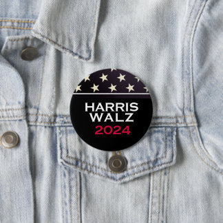 HARRIS WALZ Stars and Stripes 2024 CAMPAIGN Button