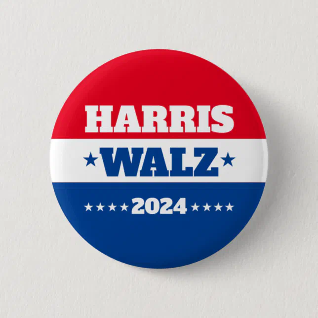 Harris Walz Tim Walz 2024 Campaign Blue Red Button Zazzle